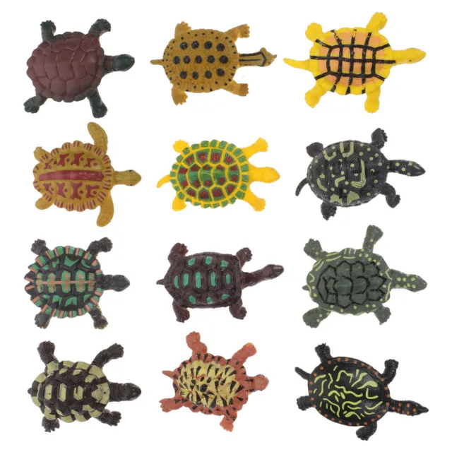 12 Pcs Micro Landscape Decorations Beach Sea Turtle Miniature Turtle Figurine