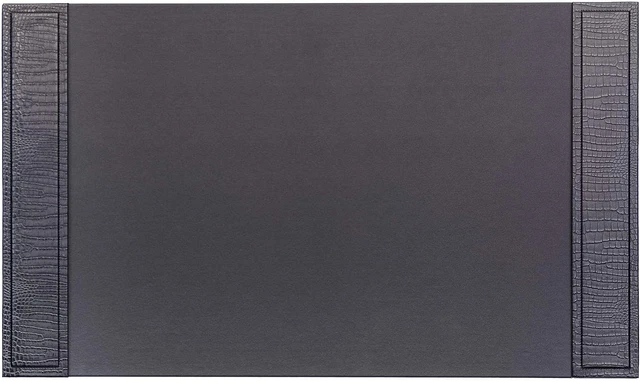 Crocodile Embossed Leather Desk Pad, 34 X 20, Black