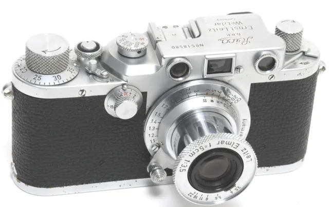 Leica IIIC Post war film camera w. Elmar 3,5/5cm lens  NEEDS SERVICE