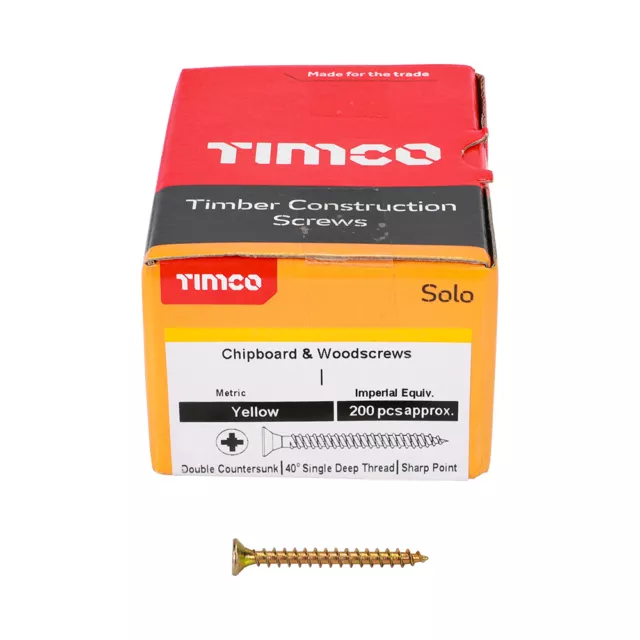 Timco Solo Wood Screws Pozi Countersunk All Sizes 100-200-500-1000 Bulk Packs 3