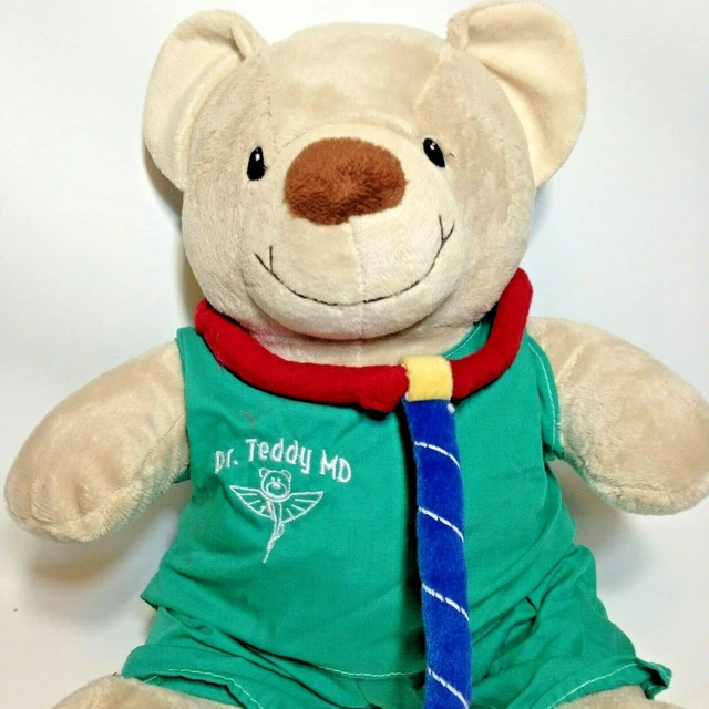 MEDICAL DOCTOR DR Teddy Bear MD Plush Stuffed Animal Green Scrubs