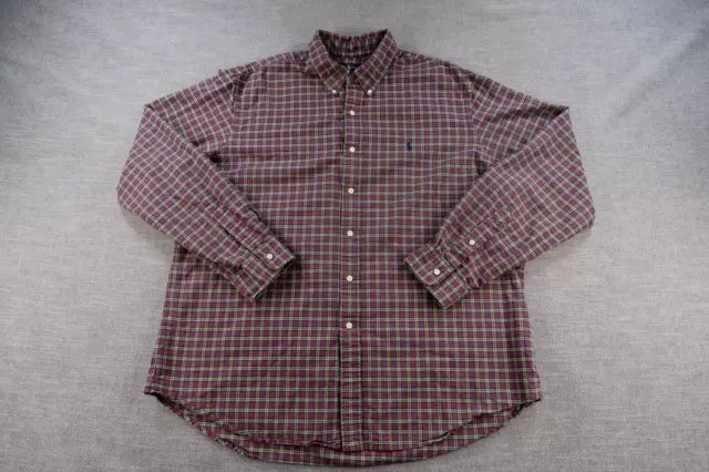 Ralph Lauren Shirt Mens XXL Multicolor Plaid Button Down Logo 100 Cotton