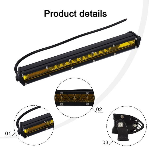 Barra luminosa impermeabile carico pesante 10 pollici giallo combo per camion minerari