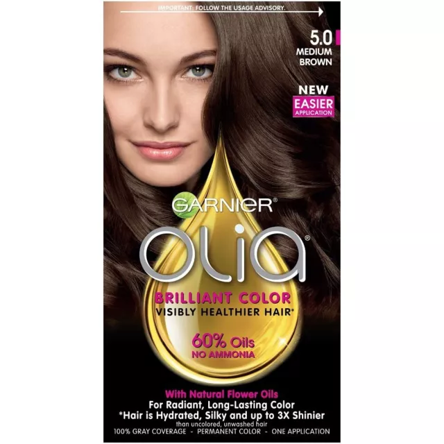 Garnier Olia Ammonia Free Permanent Hair Color, 100% Gray Coverage (Packaging