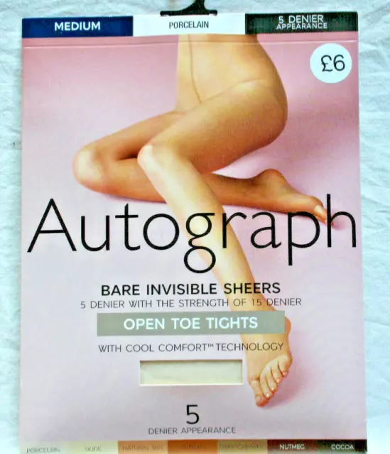 MARKS SPENCER AUTOGRAPH bare cooling open toe tan tights 5 denier large 3.85 PicClick UK