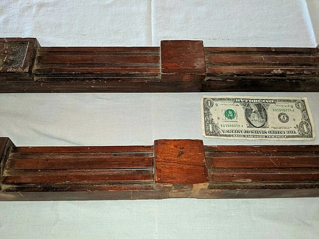 Pr 26" Square Reeded Decorated Columns Architectural Salvage Carved Wood 5