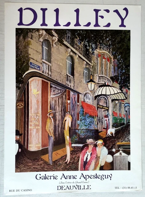 Affiche Exposition Ramon Dilley - Galerie Deauville - Années 80 - Vintage 70x50 Cm