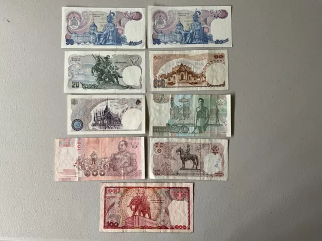 Lot Of 9 Thailand Bank Notes. 2