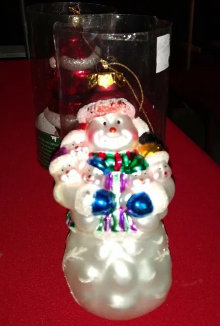 Schwarzwald Old World Hand Painted Blown Glass CHRISTMAS SNOWMAN 6" 2000