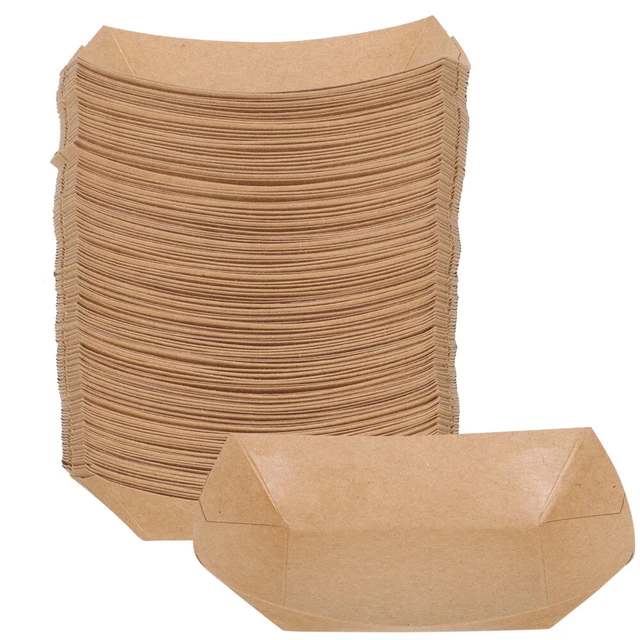 Caja de papel kraft botes de comida de papel tipo barco 250 piezas