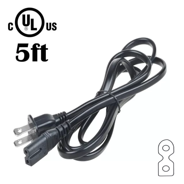 UL 5ft AC Power Cord Cable Lead For EMERSON TV LC401EM3F LC401EM2F 2-Prong Wire