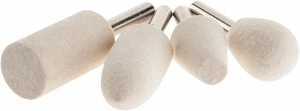 Value Collection 4 Piece, 1/4" Shank Diam, Wool Felt Bob Set Medium Density, ...