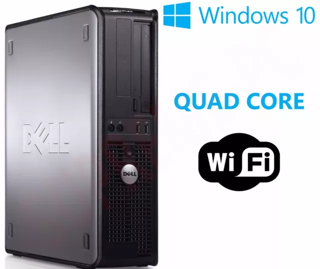 Fast Dell Quad Core Pc Computer Desktop Tower Windows 10 Wi-Fi 16Gb Ram 1Tb Hdd