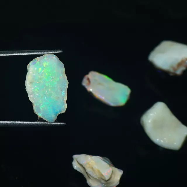 Australian Coober Pedy Multi Fire Opal Rough 5Pcs Lot Gemstone 20 CTS #343