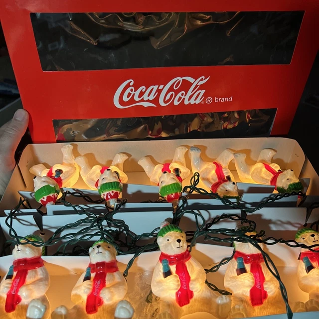 COCA COLA PATIO Christmas tree LIGHT set POLAR BEARS 10 LIGHT string In Box