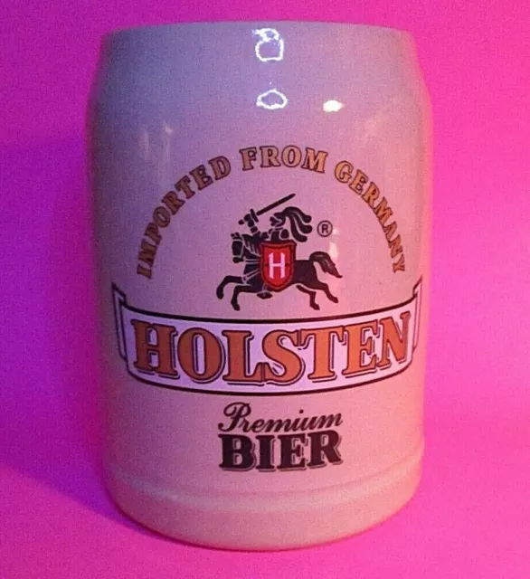 Holsten Premium Bier, Beer Stein 5" Stoneware, Imported From Germany, Vintage