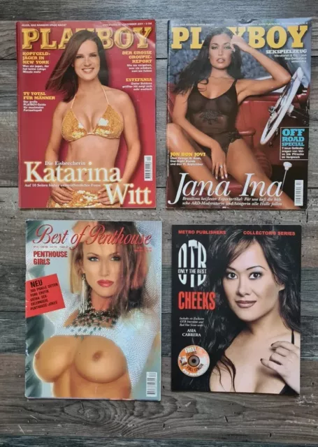 4x Erotik Magazin: Playboy Dez. 2001 + Okt. 2002 + Best Of Penthouse + OTB Set