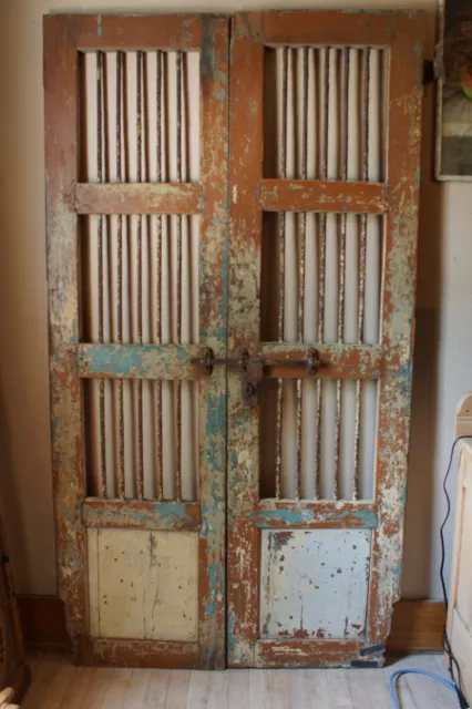 19th Century Architecture Salvage Wine Cellar Doors India 73" by 40" Iron Latch