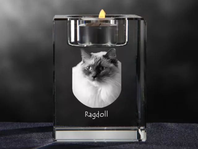 Ragdoll-Katze, Kristall-Kerzenleuchter Avec Chat, Crystal Animals