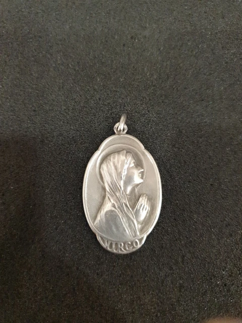 Pendentif Médaille de la Vierge Marie antique en argent, France - France