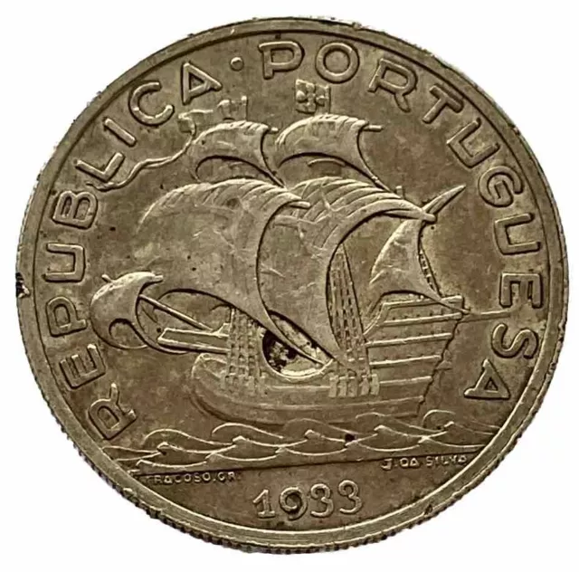 Portugal - 10 Escudos 1933 - Scarce Date - Coin.