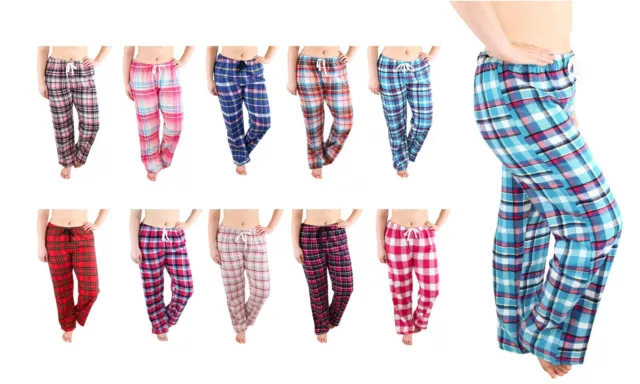 Womens Pajama Pants Lightweight Soft Flannel Plaid Casual Lounge Sleep Bottoms