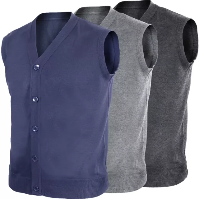 Maglia Uomo Smanicato Pullover Classico Gilet con Bottoni 6929IT