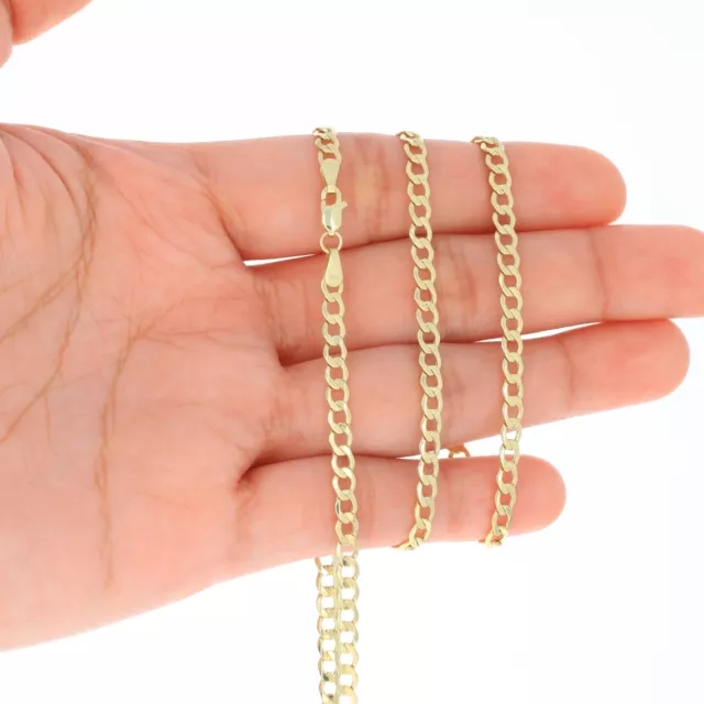 10K Yellow Gold 2mm-7.5mm Curb Cuban Chain Link Necklace or Bracelet 7"-30"