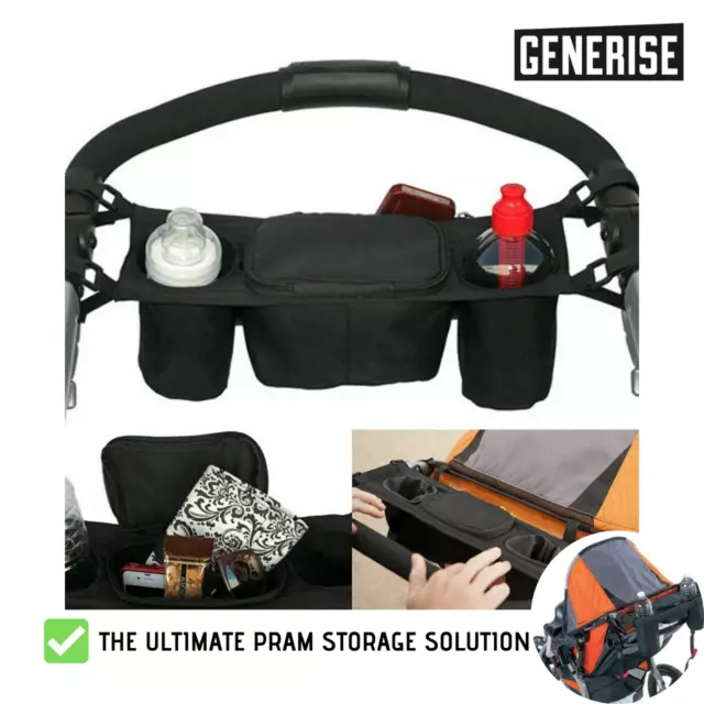 BUGGY ORGANISER | Pram Cup Holder Storage Bag for Pushchair Stroller Baby Travel