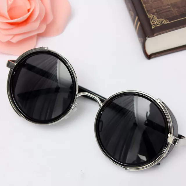 Steampunk Glasses Round Mirror Lens Unisex Vintage Goggles Sunglasses UV400