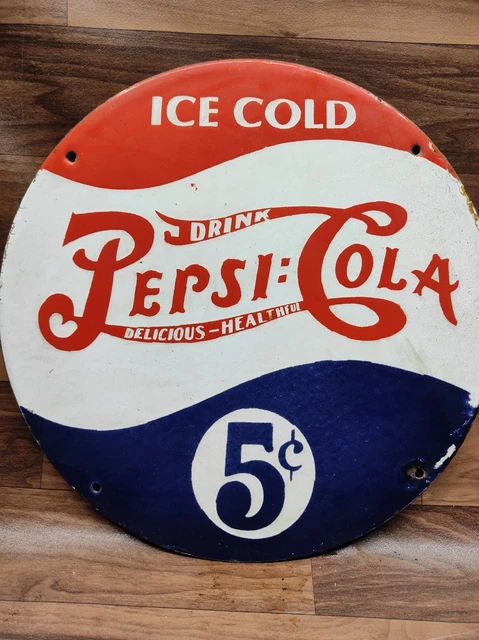 plaque pepsi cola bouteille 5cents 56cm tole decoupée usa