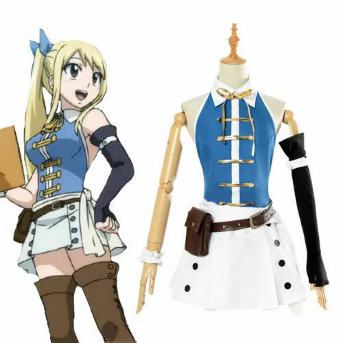 Anime Fairy Tail Cosplay Costume Lucy Heartfilia Backless Polyester Adult  Women