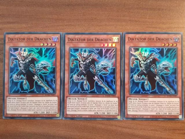 3x Yu-Gi-Oh! BACH-DE005 Diktator der Drachen Super Rare NM 1st Ed