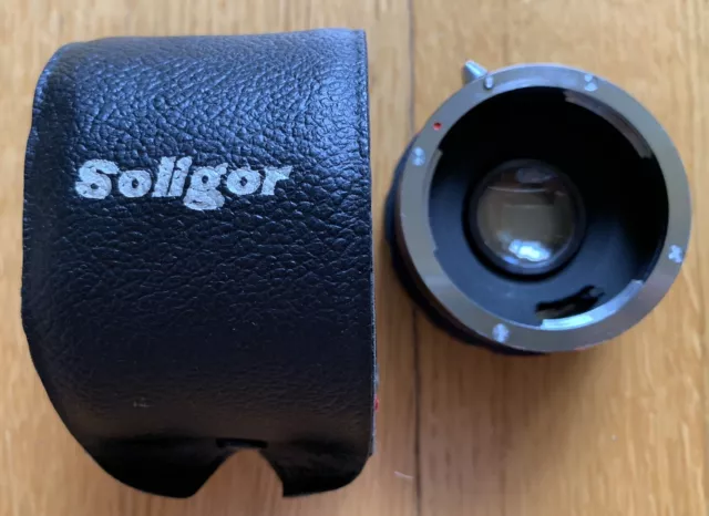 Soligor Auto Teleconvertidor 2x para adaptarse a Nikon Estuche de Cuero Vintage Hecho en Japón