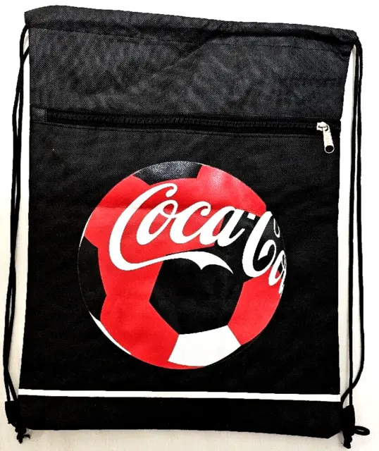 2017 Coca Cola Soccer Ball Drawstring Bag w/ Zip Pocket Hit Promotional Products