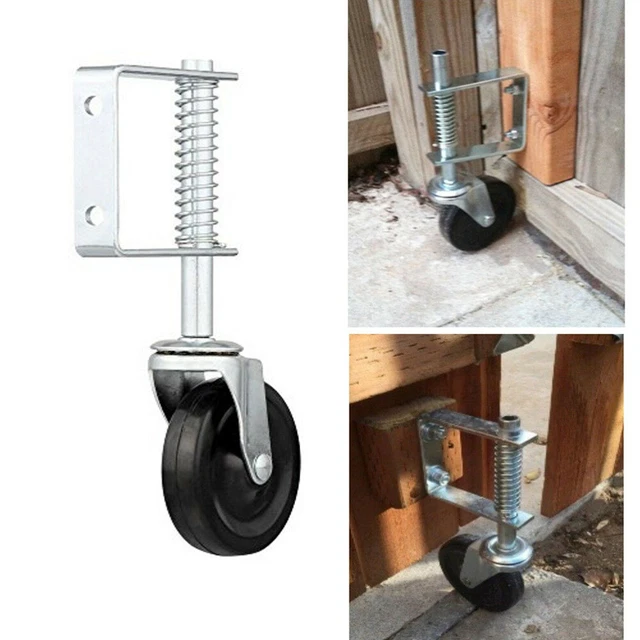 Heavy Duty Spring Loaded Metal & Rubber Gate Wheel Castor 100mm UP to 80KG