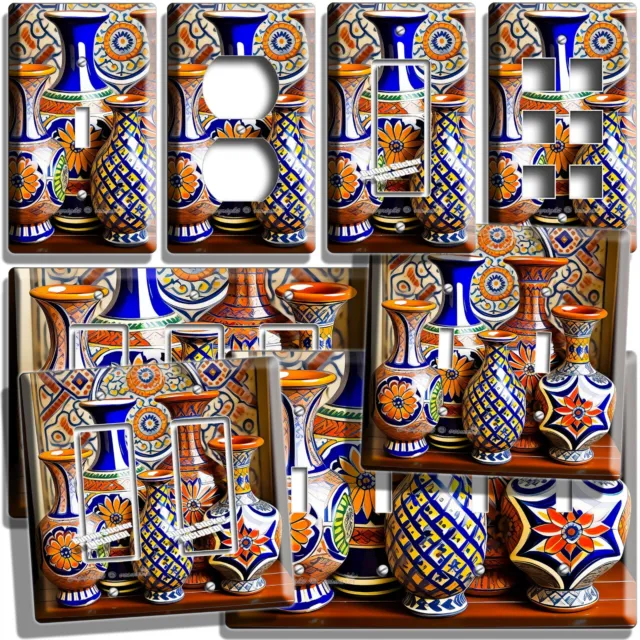 Colorful Mexican Talavera Pottery Vases Light Switch Outlet Wall Plate Art Decor