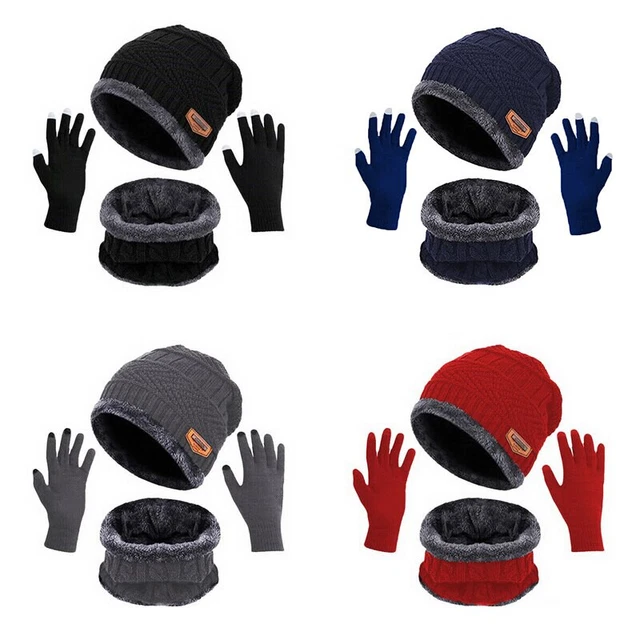 Guantes Para El Frio Bufandas De Mujer Hombre Gorros De Invierno Juego Chalina