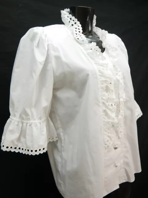 Camicia folcloristica taglia 38 bianca camicetta per Dirndl Erwastil con pizzo TB9227 3