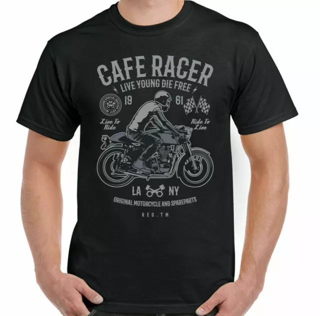 Cafe Racer T-Shirt Biker Mens Funny Motorcycle Motorbike Enthusiast Bike