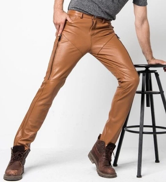 Genuine leather pants mens on sale