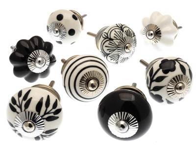 LYS Noir Blanc Gris Crème Vintage Céramique Boutons Tiroir Porte Placard Par Sussex 