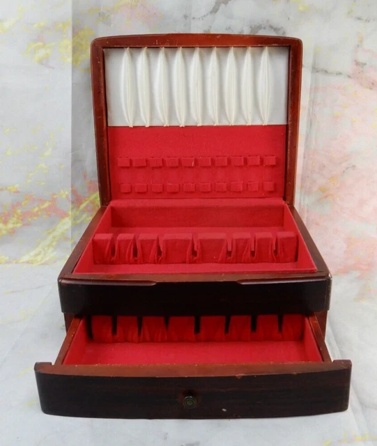 WOOD TARNISH RESISTANT Silverware Flatware Storage Chest Box Wooden