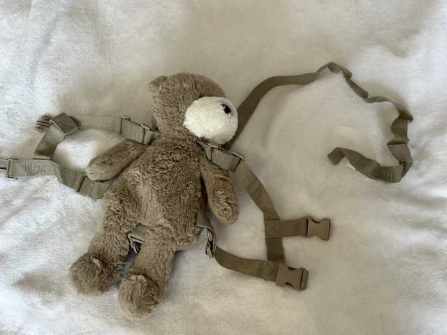 Eddie Bauer Gray Bear 2-1 Backpack Harness Safety Leash, Pouch, Plush