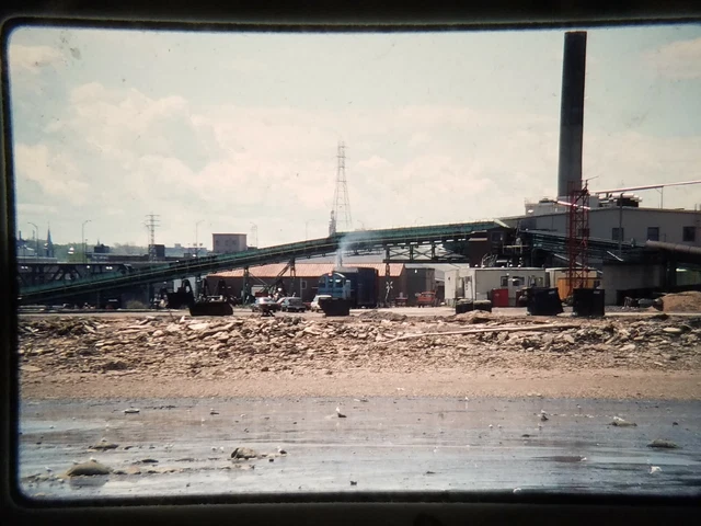 ZM06 TRAIN SLIDE Railroad Short Line EMD Switcher Paper Mill on River Quebec
