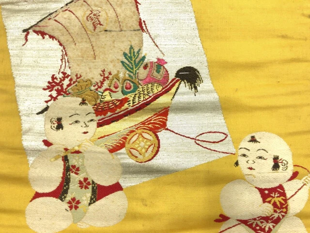 6475676: Japanese Kimono / Antique Nagoya Obi / Woven Gosho Doll