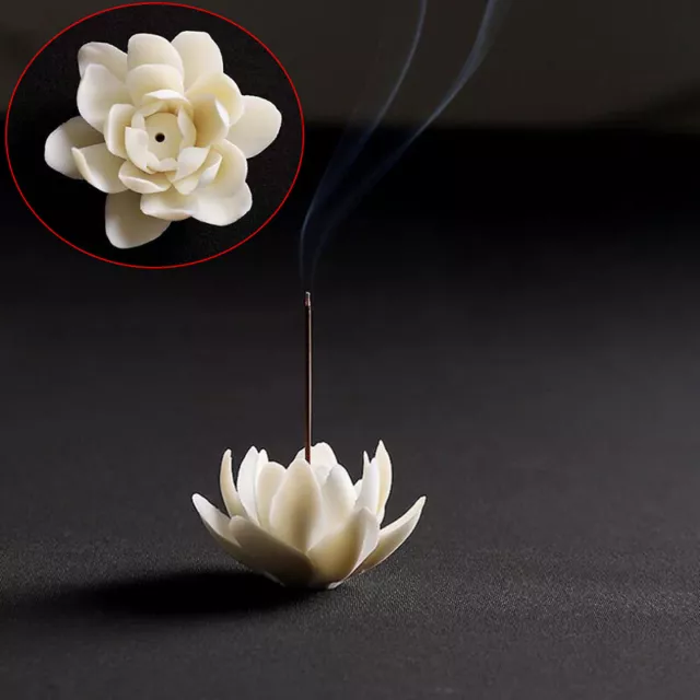 Ceramic White Lotus Incense Burner Home Decor Incense Stick Holder AromatheY-b 2