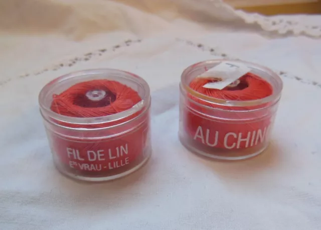 Lot 2 anciens fil chinois orange N° 40 couture mercerie