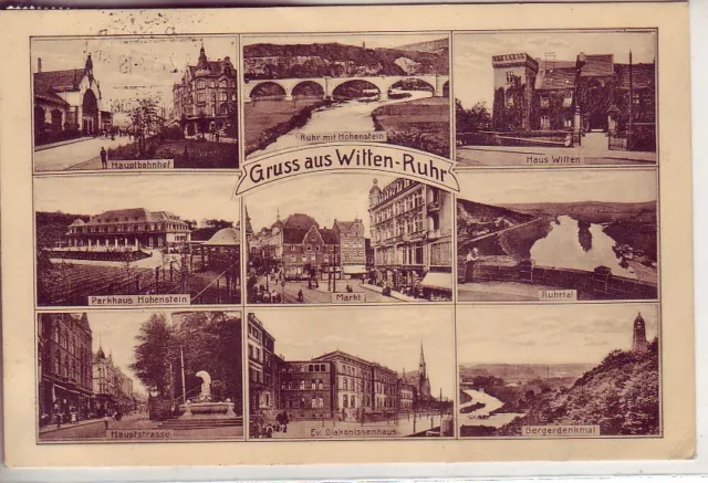 uralte AK Gruss aus Witten-Ruhr Mehrbild-AK 1927 Bahnhof Hauptstrasse