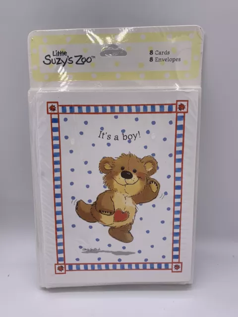 Vintage Little Suzys Zoo Birth Announcement It's A Boy - 8 Cards and Envelopes